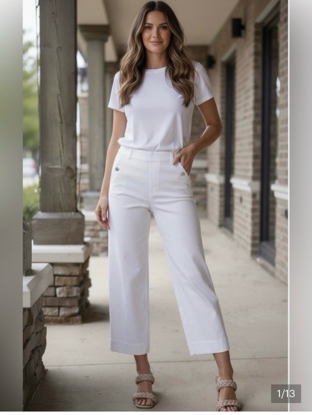 SPANX White Cropped Wide-Leg Pants